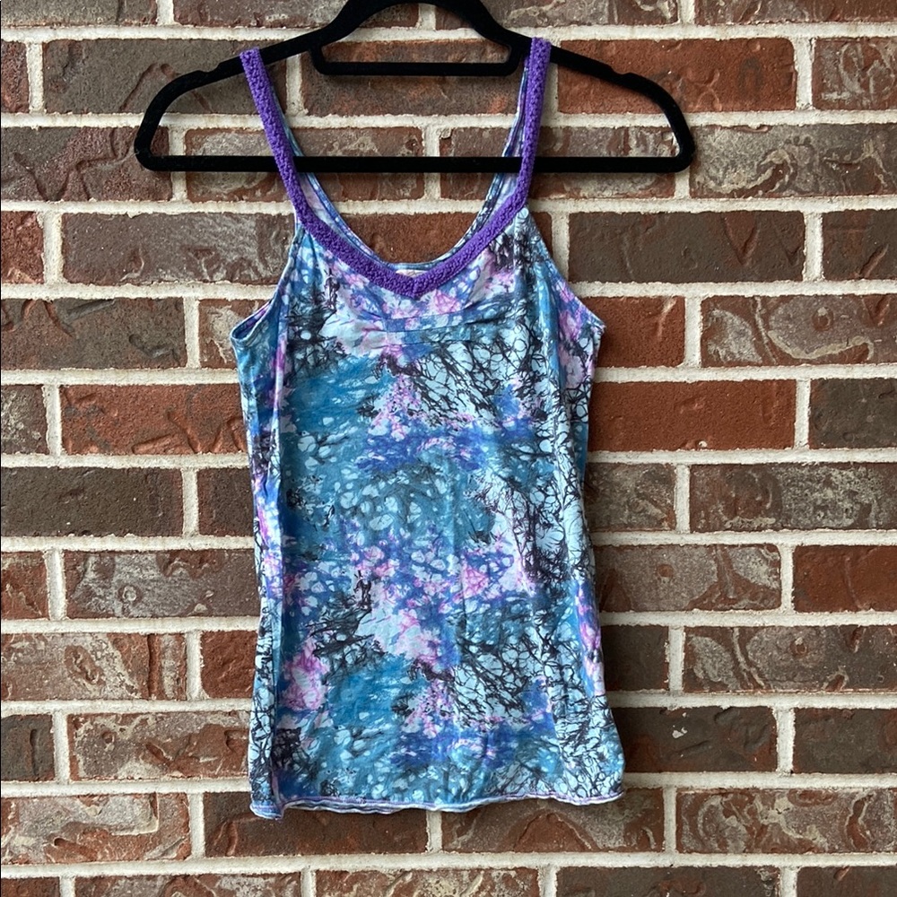 Free People Blue and Purple Fitted Tank Top